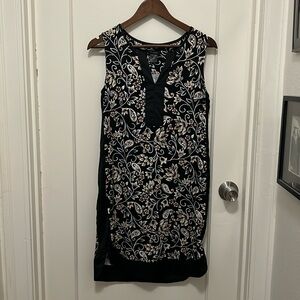 Ann Taylor Black & Tan Sleeveless Tunic Dress - Small